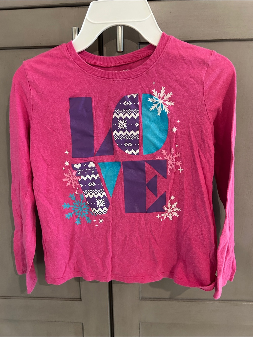Place Hot Pink Long-Sleeve Tee with LOVE Graphic